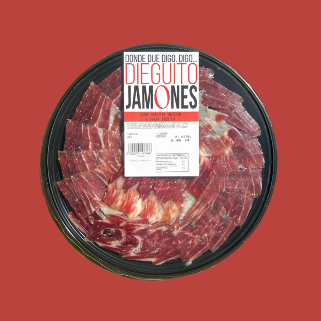 Jamón de Bellota Ibérico 50% Raza Ibérica Cortado a Mano (100g.)
