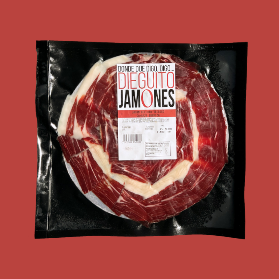 Jamón de Bellota Ibérico 50% Raza Ibérica Cortado a Mano (100g.)
