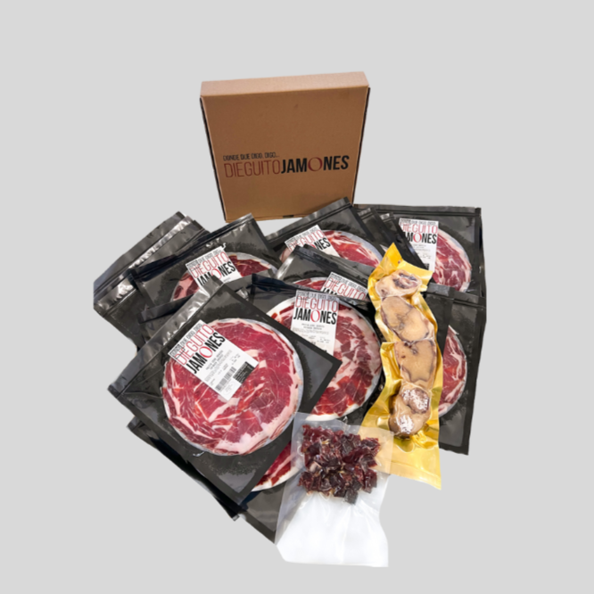 Pieza entera cortada a mano de Paleta Ibérica Cebo 50% - 21 sobres 100gr + tacos + huesos
