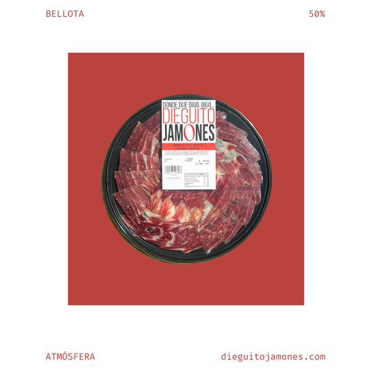 Jamón Bellota 50% Cortado a Mano en Atmósfera (100g.)
